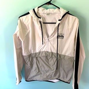 White and Grey Hooded windbreaker. PINK. Size XS